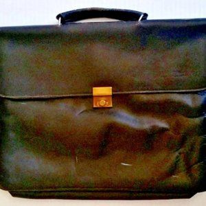 LEATHER BRIEFCASE French Tunisia VINTAGE Rare Top